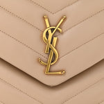 Calfskin Y Quilted Monogram Medium Loulou Chain Satchel Dark Beige