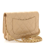 Caviar Quilted Wallet on Chain WOC Beige