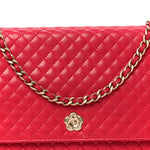 Lambskin Micro Quilted Wallet On Chain WOC Fuchsia