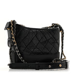 Aged Calfskin Quilted Small Gabrielle Hobo Black