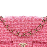 Wool Tweed Quilted Mini Rectangular Flap Dark Pink Fuchsia