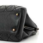 Aged Calfskin Large Just Mademoiselle Bowling Bag Black