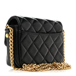 Shiny Crumpled Lambskin Quilted Mini Giant CC Flap Black