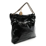 Shiny Calfskin Quilted Chanel 22 Black