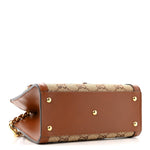 New Canvas Charisma Calfskin Crystal GG Monogram Mini Diana Tote Bag Camel Ebony