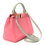 Nappa Colorblock Mini Peekaboo Iconic Satchel Rosa Fluo Oxigen Slate