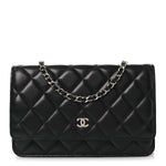 Lambskin Quilted Wallet On Chain WOC Black