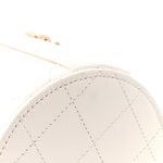 Lambskin Quilted Round Small Vanity Case With Chain White Black