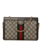 GG Supreme Monogram Web Small Ophidia Chain Shoulder Bag Brown