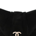 Satin Quilted Half Moon Clutch  Black