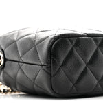 Caviar Quilted Hobo Clutch With Chain Black