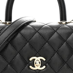 Caviar Quilted Mini Coco Handle Flap Black