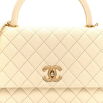 Caviar Quilted Small Coco Handle Flap White