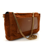 Calfskin Crocodile Embossed Suede Medium Reversible Monogram Kate Satchel Military Taupe