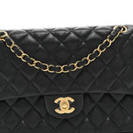 Lambskin Quilted Medium Double Flap Black