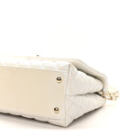 Iridescent Caviar Quilted Small Coco Handle Flap White