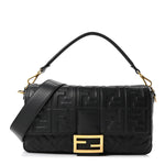 Nappa FF 1974 Embossed Large Baguette Black