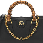 Textured Dollar Calfskin Web Small Diana Shoulder Bag  Black
