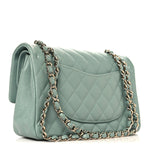 Caviar Quilted Medium Double Flap Dark Green