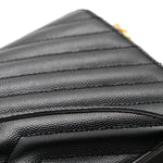 Grain De Poudre Matelasse Chevron Monogram Envelope Chain Wallet Black