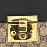 GG Supreme Monogram Calfskin Small Padlock Shoulder Bag Beige Black Cuir