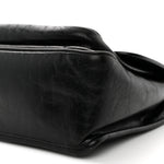 Crinkled Calfskin Monogram Medium Niki Chain Satchel Black