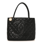 Caviar Quilted Medallion Tote Black