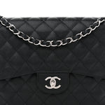 Caviar Quilted Jumbo Double Flap Black