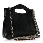 Shiny Crumpled Calfskin Quilted Nano 31 Shopping Bag Black