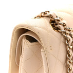 Caviar Quilted Medium Double Flap Light Beige