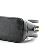 Grained Calfskin Logo Mini Ville Top Handle Bag Black White