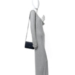 Lambskin Quilted Wallet On Chain WOC Navy Blue
