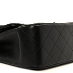 Lambskin Quilted Jumbo Double Flap Black