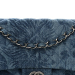 Denim Quilted Medium Camellia Flap Blue
