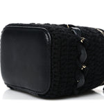 Lambskin Crochet Quilted Mini Vanity Case With Chain Black