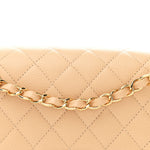 Caviar Quilted Medium Double Flap Beige