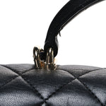 Lambskin Quilted Mini Top Handle Rectangular Flap Black