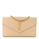 Grain De Poudre Matelasse Chevron Monogram Chain Wallet Nude Powder