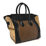 Satin Calfskin Suede Mini Tri-Color Luggage Olive