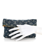 Monogram Denim Pochette Plat Clutch Blue