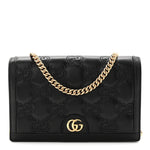 Calfskin GG Matelasse Chain Wallet Black