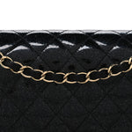 Patent Quilted Sparkle Glitter Medium Double Flap Black