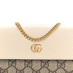 Dollar Calfskin GG Supreme Monogram Petite GG Marmont Wallet Chain Bag Mystic White Beige Ebony