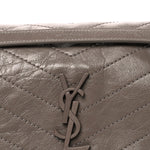 Crinkled Calfskin Matelasse Monogram Medium Niki Chain Satchel Greyish Brown
