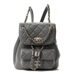 Lambskin Quilted Small Duma Drawstring Backpack Grey