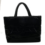 Silktech Canvas Wide Puffer Tote Black
