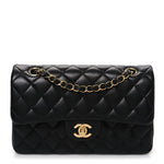 Lambskin Quilted Small Double Flap Black