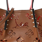 Calfskin Loubinthesky Mini Perforated Cabarock Spikes Tote Biscotto