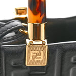 Vitello Plexiglass FF Embossed Mini Fendi Sunshine Shopper Tote Black