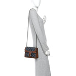 New Denim GG Monogram Dollar Calfskin Enamel Mini Dionysus Shoulder Bag Blue Tea Cuir Epilog Electric Blue